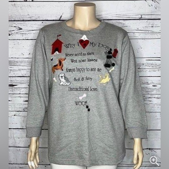 Quacker Factory “Why I ❤️ My Dog” Graphic 3D Shirt; Gray; Size: Small - Picture 12 of 12